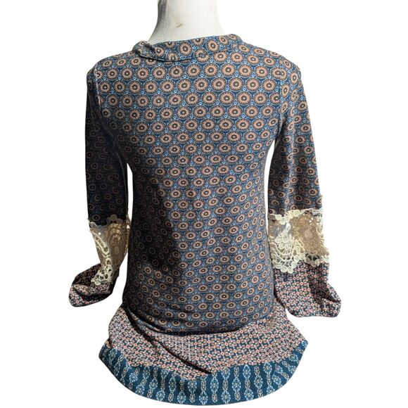 Ces Femme S/Chico Dress Patterned Print Keyhole Lace Cuff Long Sleeve Trendy - Picture 6 of 6